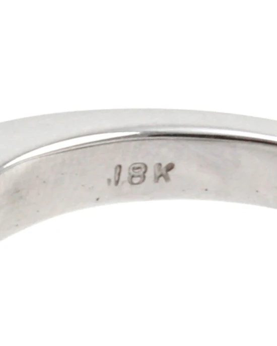 Cat's Eye Chrysoberyl Cabochon & Diamond Ballerina Ring in 18K White Gold - Image 7