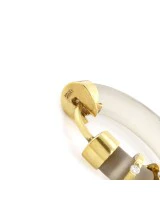 Cede Diamond Bar Station Clear Rubber Hoop Earrings in Yellow Gold - Image 3