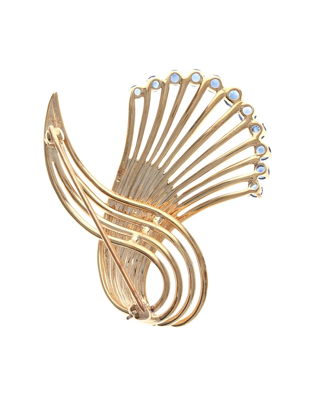 Ceylon Sapphire Sash Motif Brooch Pin - Image 2