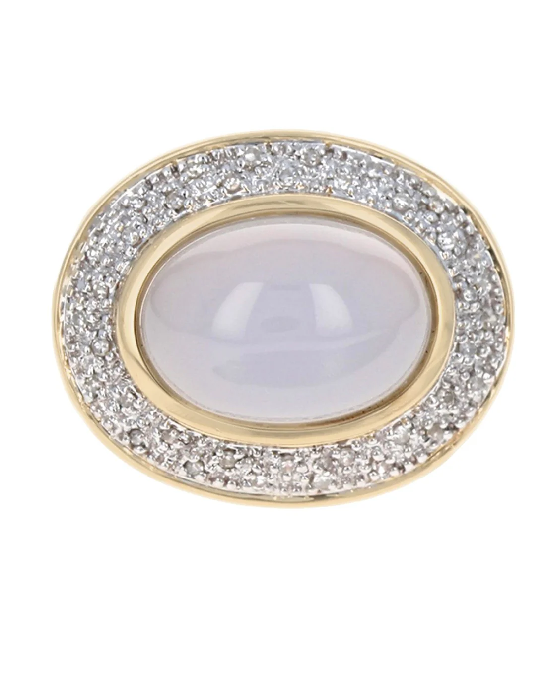 Chalcedony and Diamond Halo Ring in Yellow Gold - Image 2