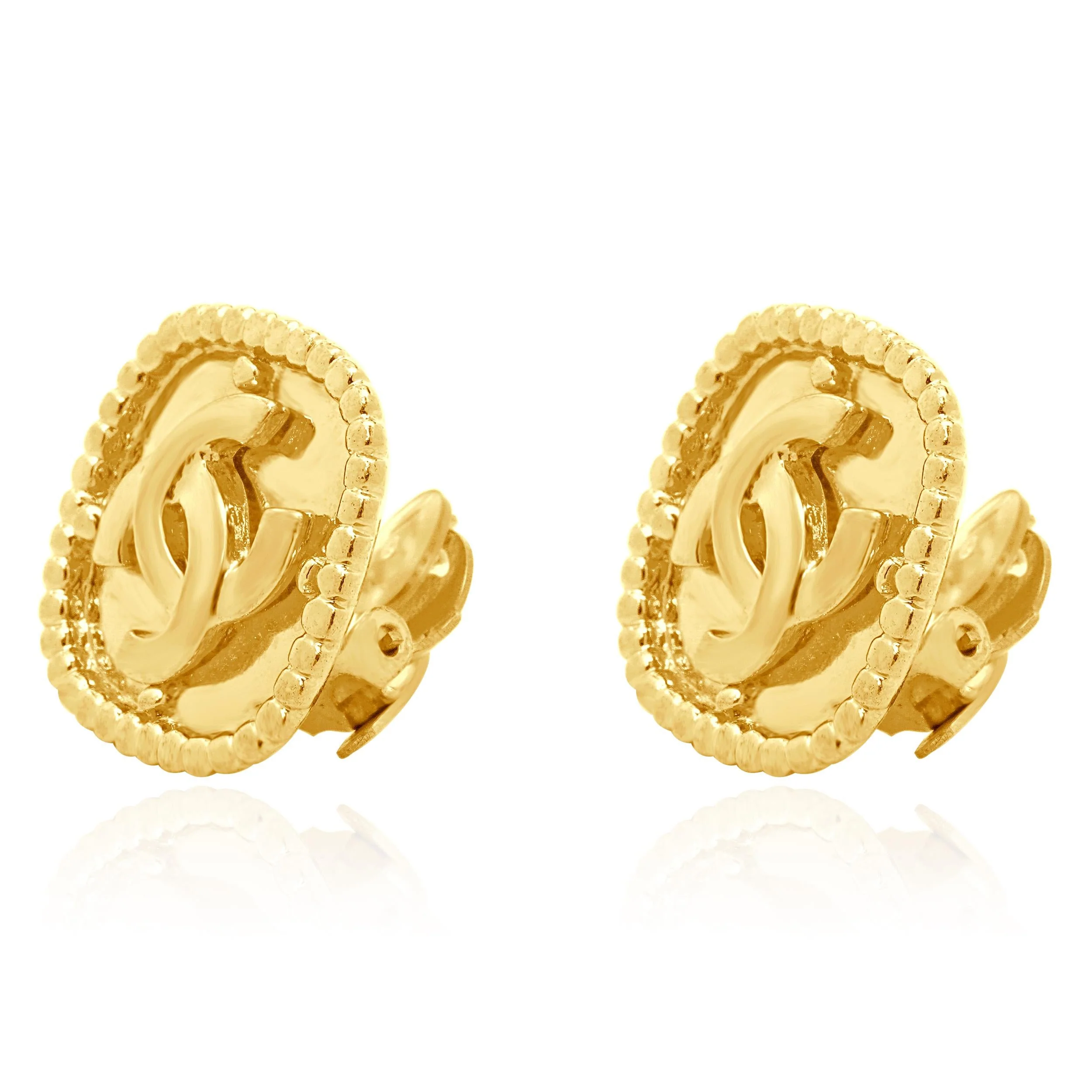 Chanel Gold Plated CC Clip On Earrings - Image 2