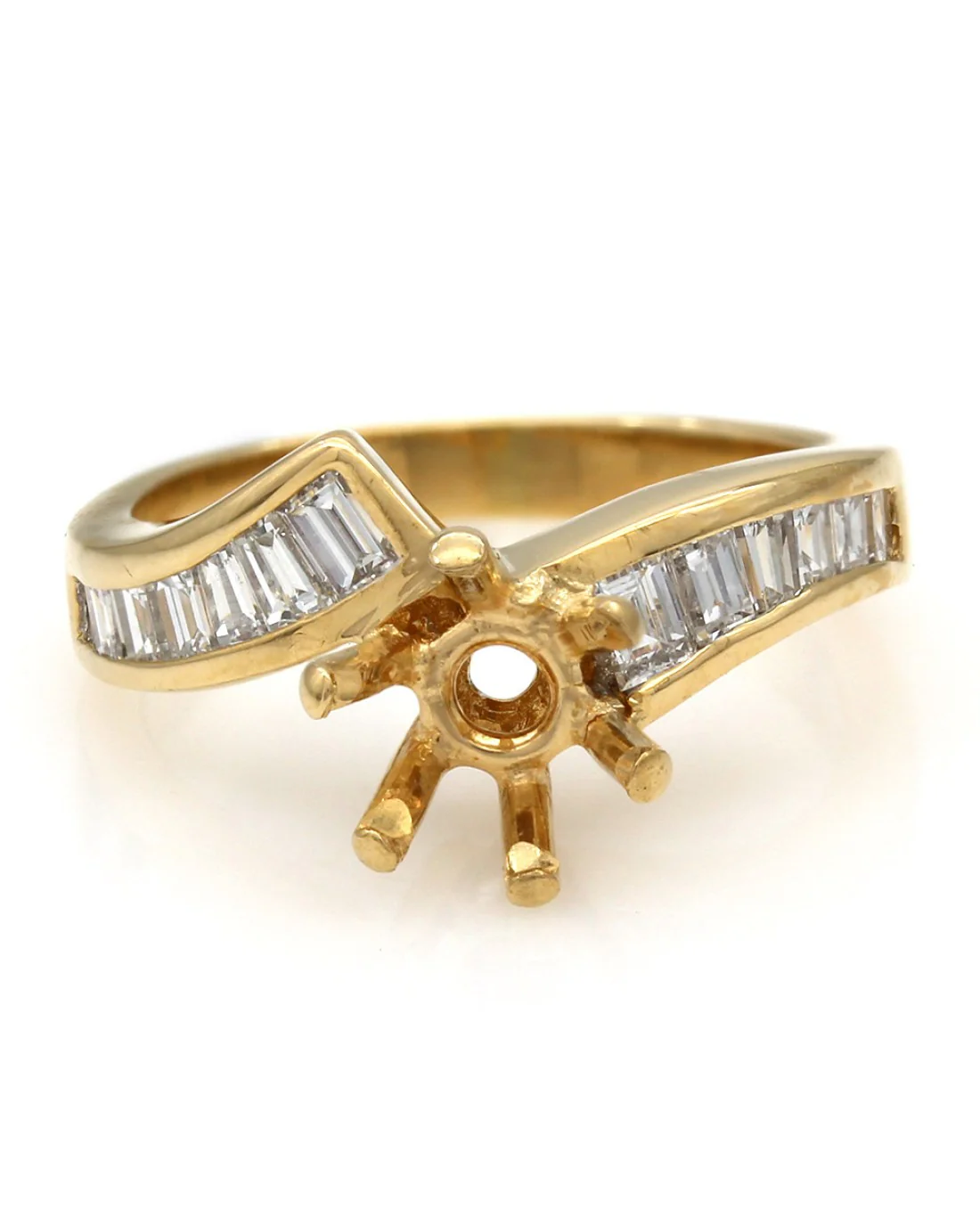 Channel Set, Bypass Style, Baguette Diamond Mounting in 18k Yellow Gold - Image 2