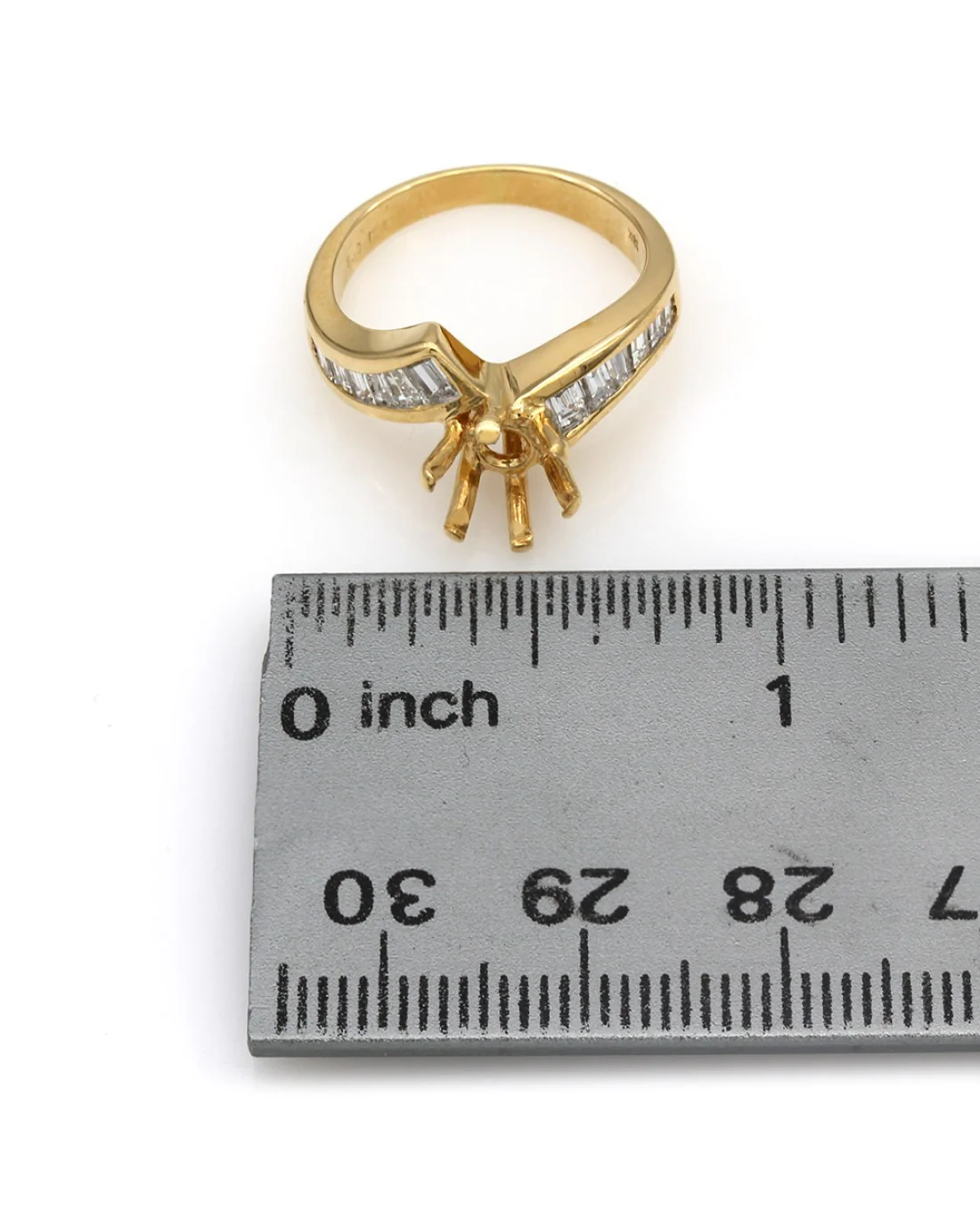 Channel Set, Bypass Style, Baguette Diamond Mounting in 18k Yellow Gold - Image 3