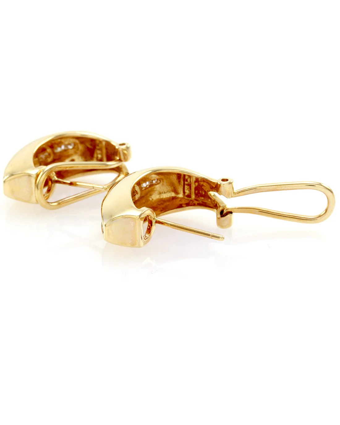 Channel Set Diamond Bar Earrings in 14K Yellow Gold - Image 2