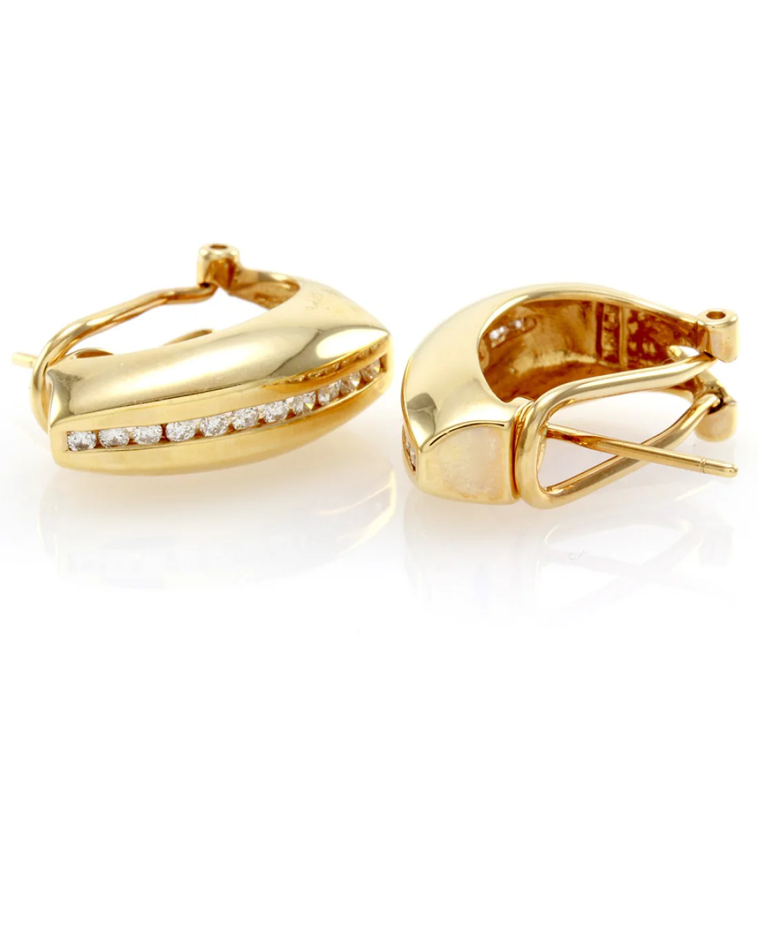 Channel Set Diamond Bar Earrings in 14K Yellow Gold - Image 3