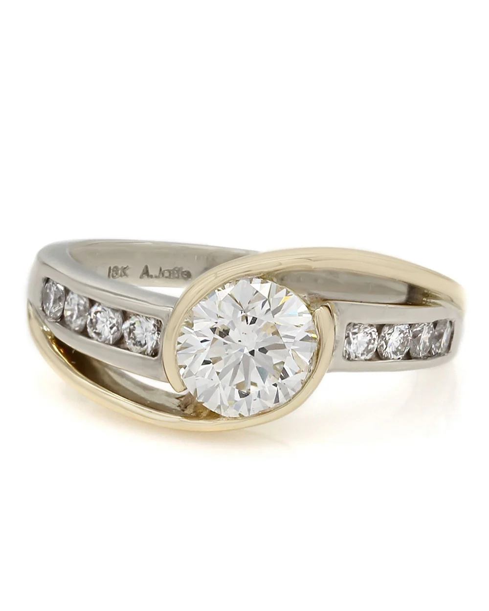 Channel Set Diamond Bypass Ring in Gold - Image 2