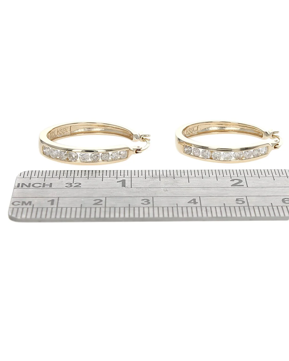 Channel Set Diamond Hoop Earrings - Image 3