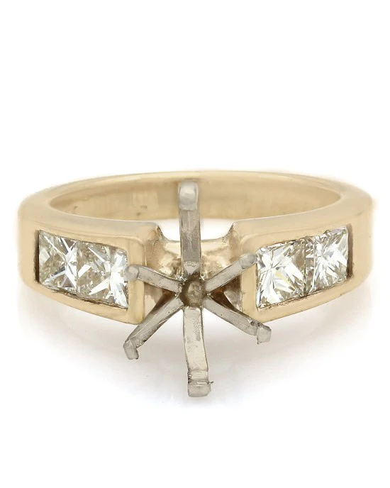 Channel Set Diamond Mounting with Princess Cut Diamonds in 14k Yellow Gold - Image 2