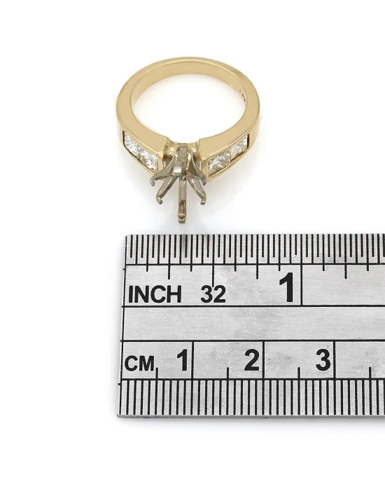 Channel Set Diamond Mounting with Princess Cut Diamonds in 14k Yellow Gold - Image 3