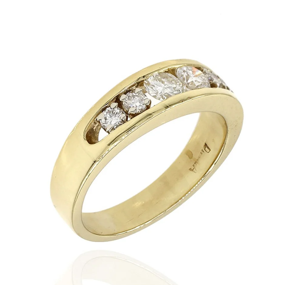 18K Yellow Gold Channel Set Graduated Diamond Ring