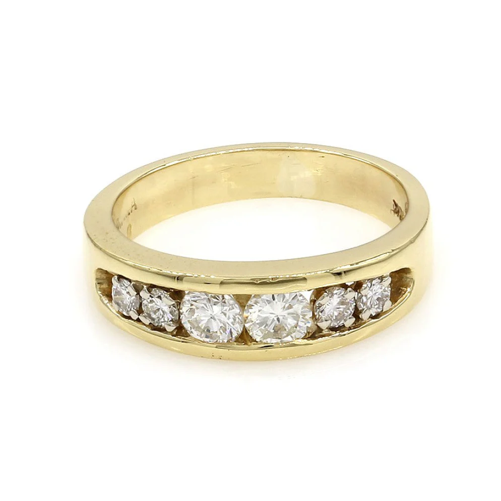 18K Yellow Gold Channel Set Graduated Diamond Ring - Image 2