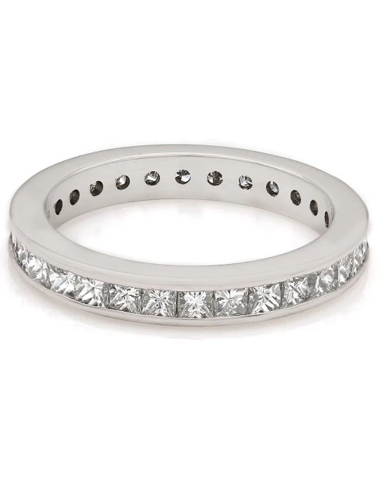 Channel Set Princess Diamond Eternity Band in High Polish Platinum - Image 2