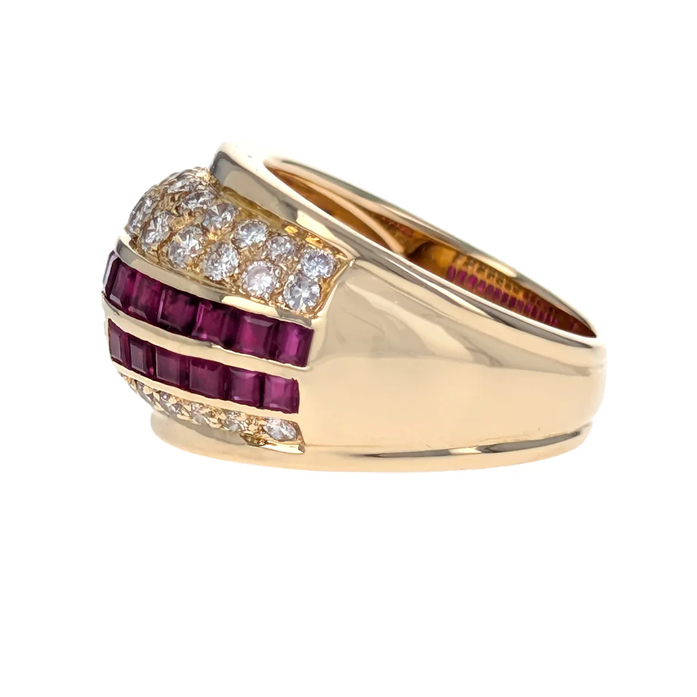 Channel Set Ruby and Diamond Ring in Yellow Gold - Image 2