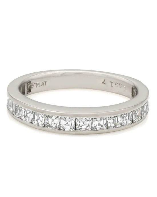 Channel Set Square Emerald Cut Diamond Band in Platinum - Image 2