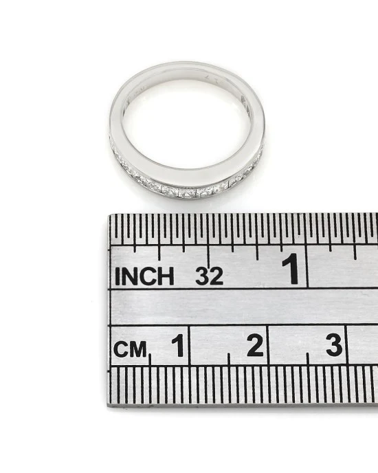 Channel Set Square Emerald Cut Diamond Band in Platinum - Image 3