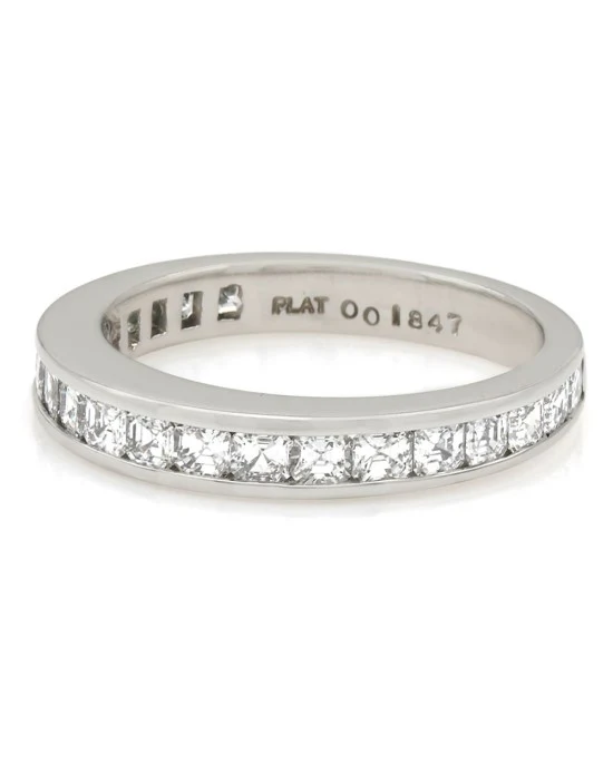 Channel Set Square Emerald Cut Diamond Band in Platinum - Image 2
