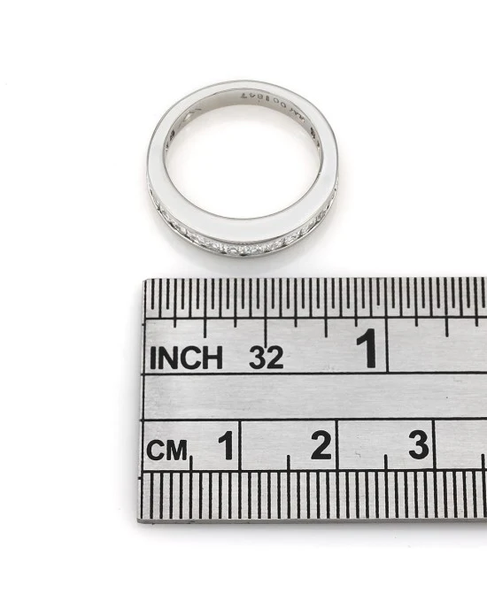 Channel Set Square Emerald Cut Diamond Band in Platinum - Image 3