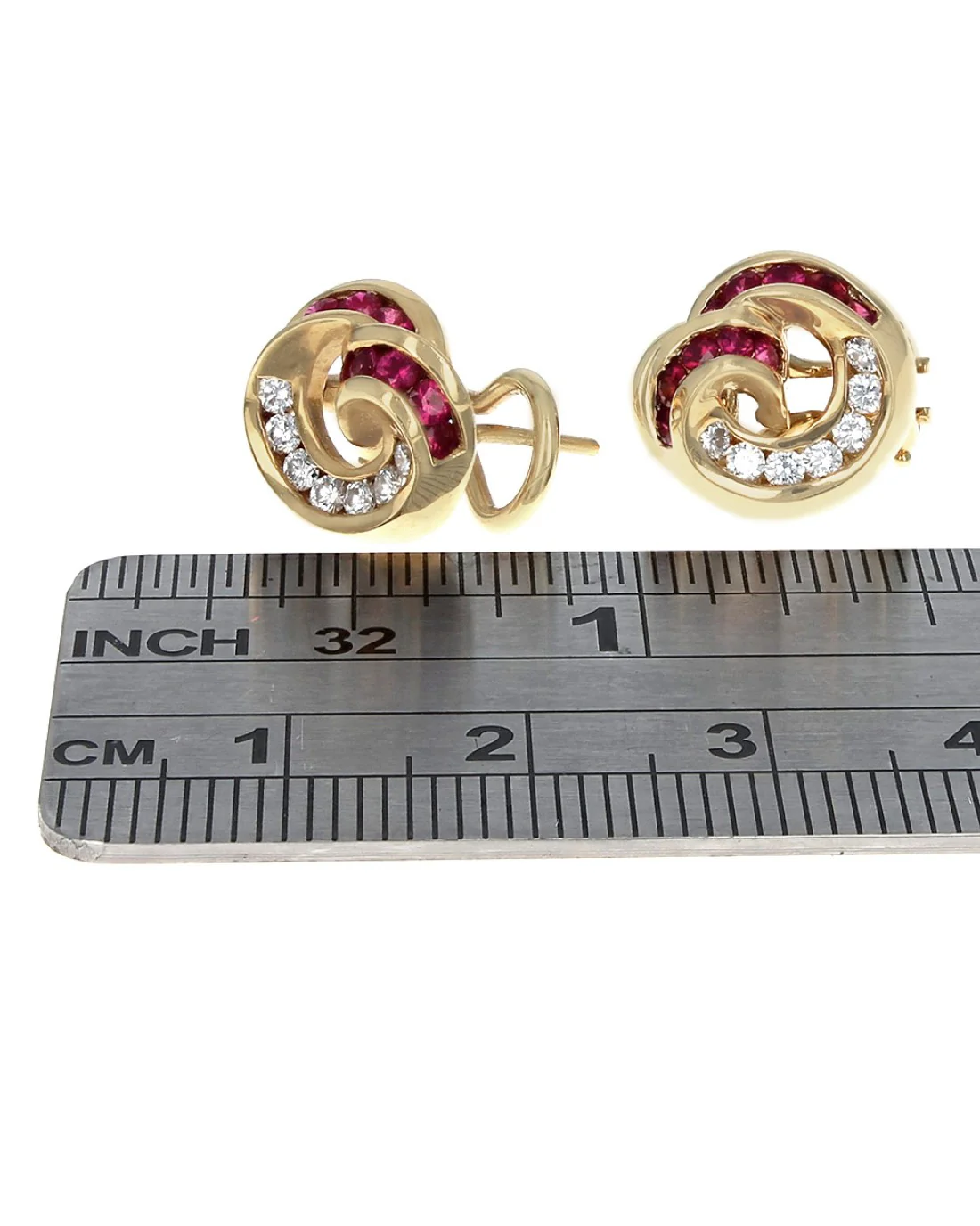 Charles Krypell Ruby and Diamond Crossover Earrings - Image 3