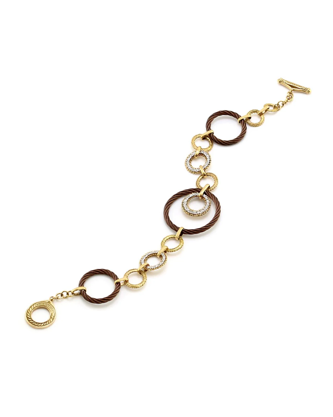 Charriol Diamond Circle Link Bracelet in Yellow Gold - Image 2