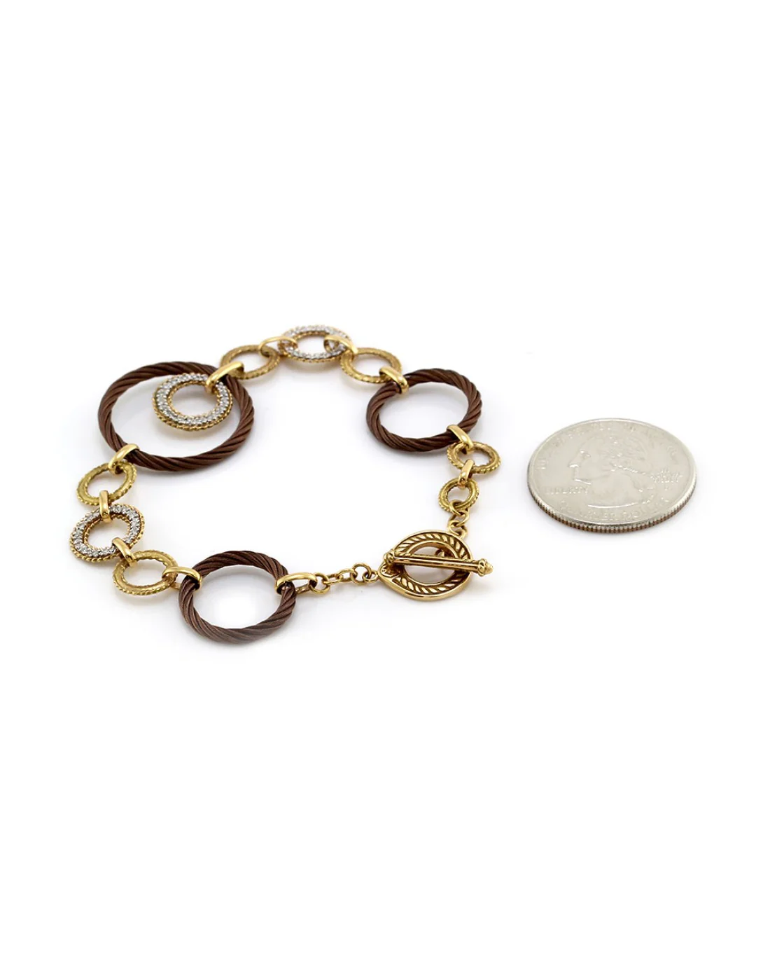 Charriol Diamond Circle Link Bracelet in Yellow Gold - Image 4