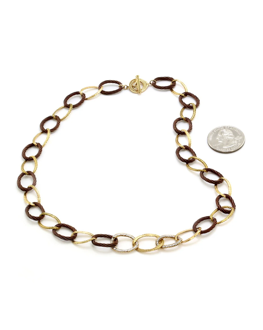 Charriol Diamond Oval Link Necklace in Yellow Gold - Image 3
