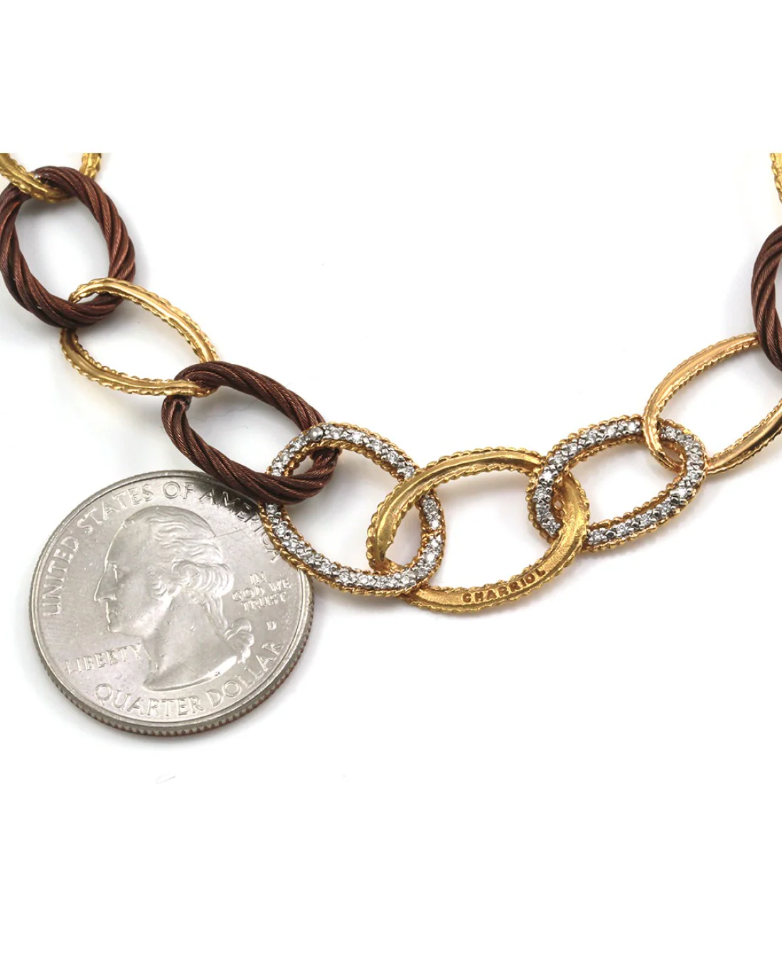 Charriol Diamond Oval Link Necklace in Yellow Gold - Image 5