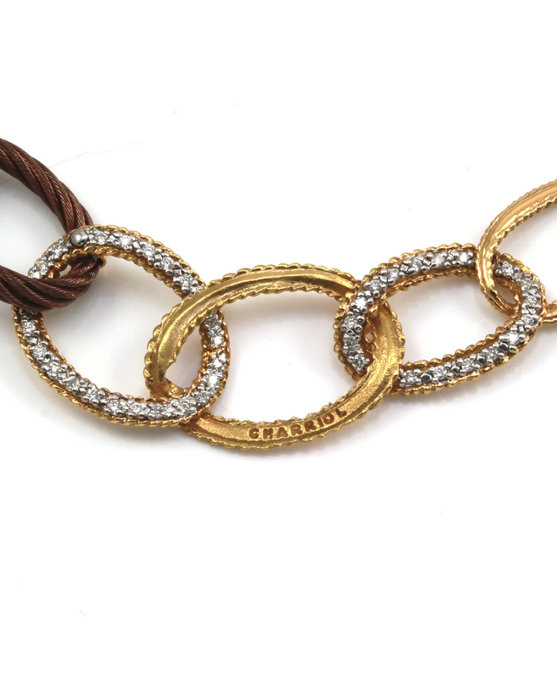 Charriol Diamond Oval Link Necklace in Yellow Gold - Image 6