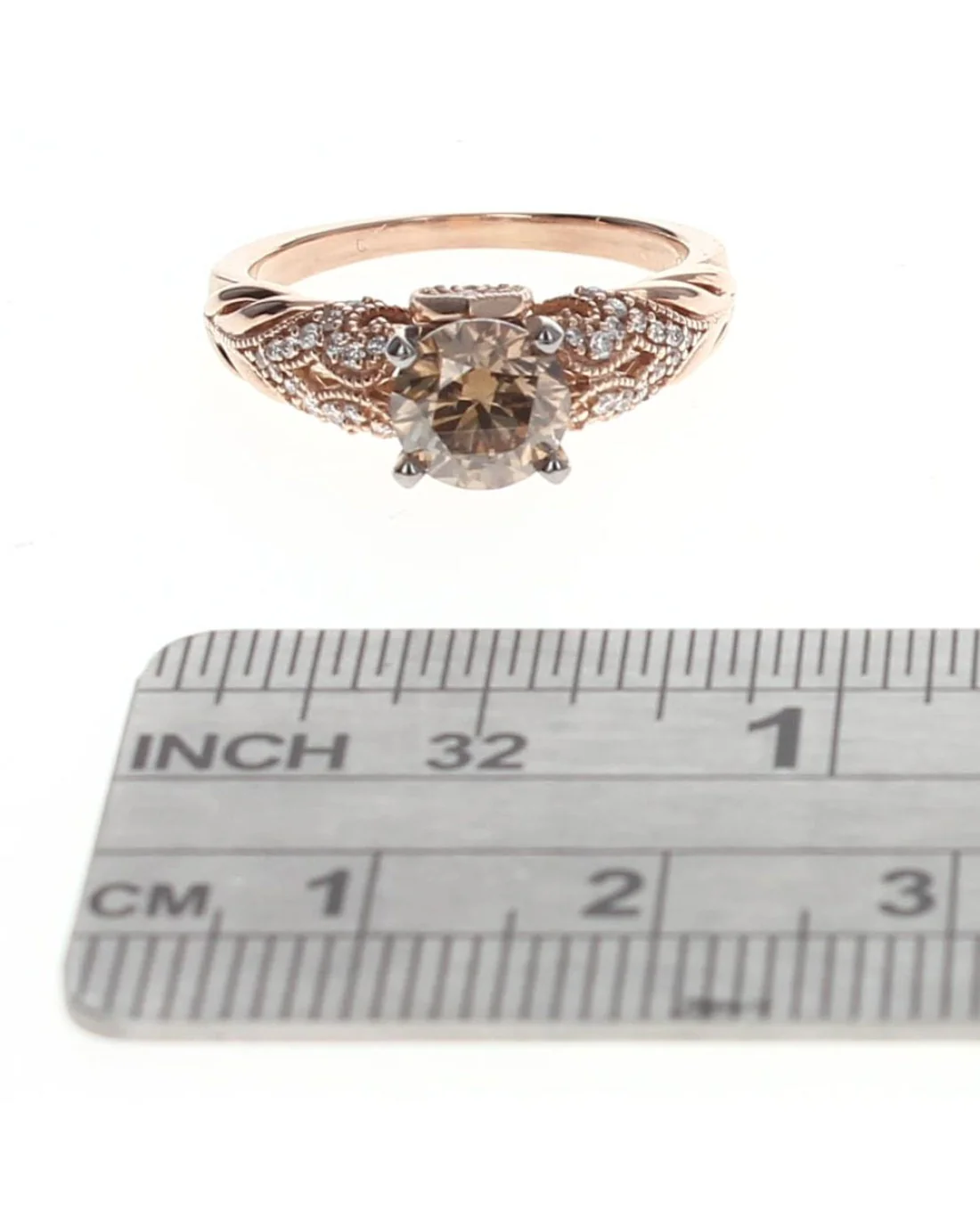 Chocolate and White Diamond Milgrain Accent Ring - Image 3