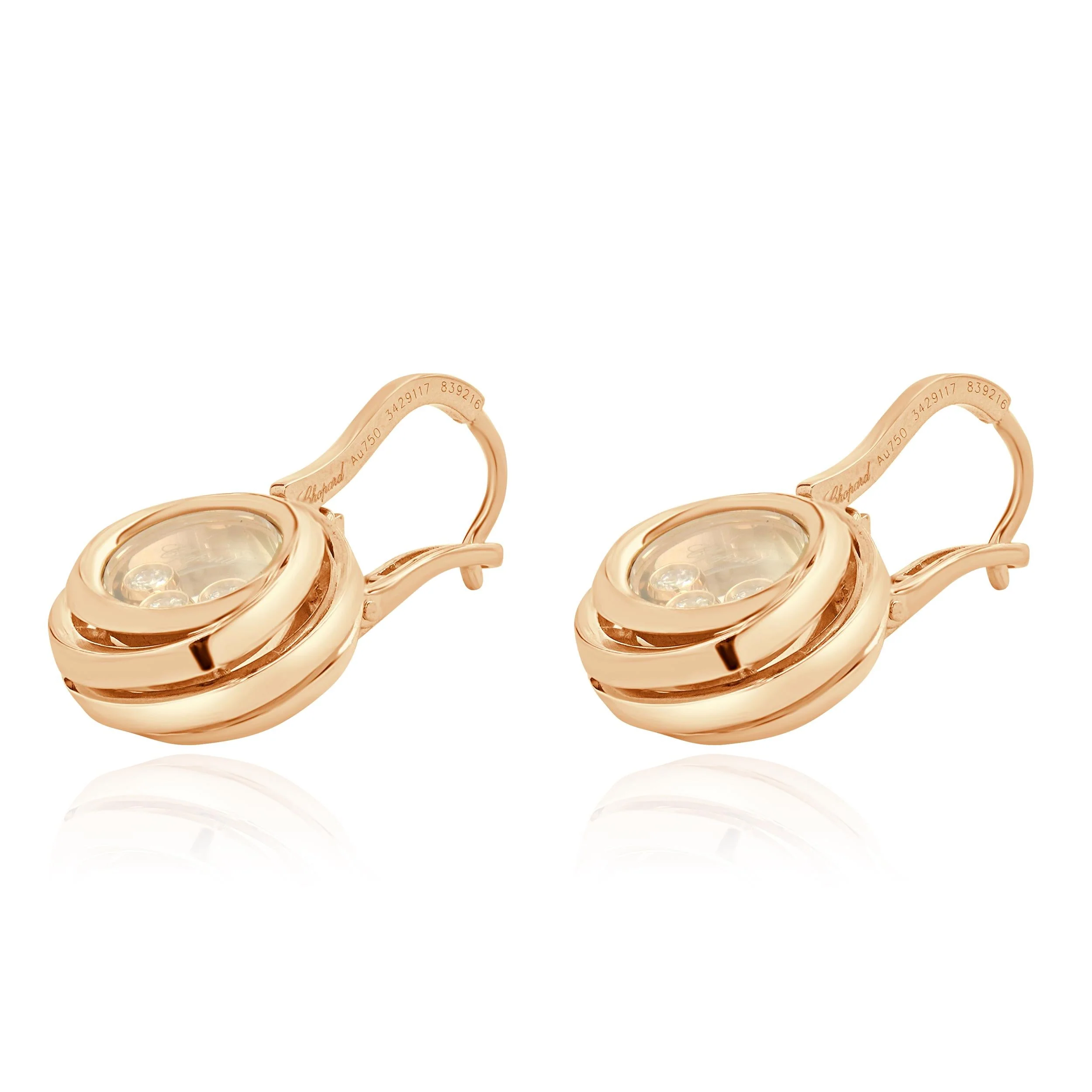 Chopard 18 Karat Rose Gold Happy Emotions Floating Diamond Earrings - Image 3