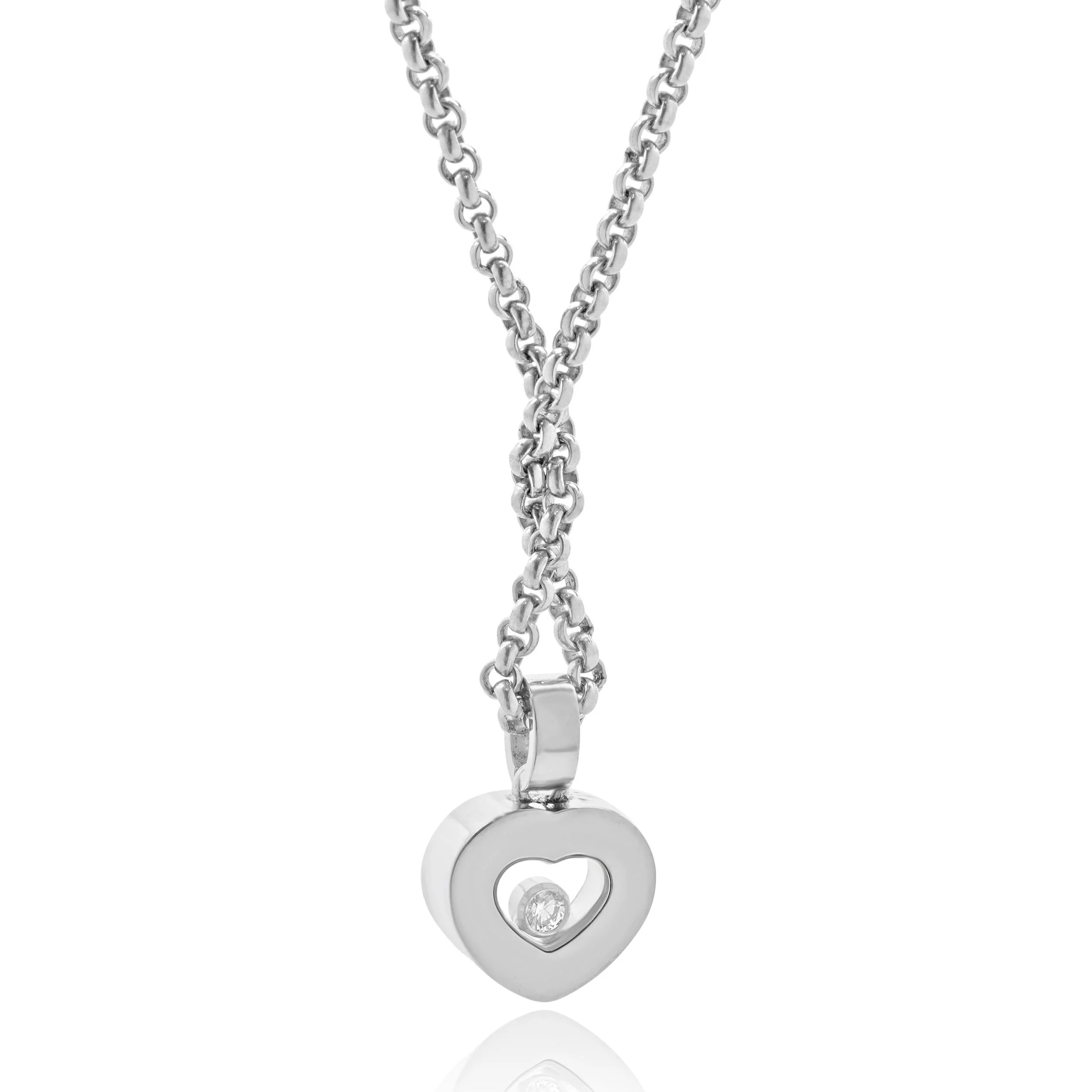 Chopard 18 Karat White Gold Happy Diamond Heart Necklace - Image 3