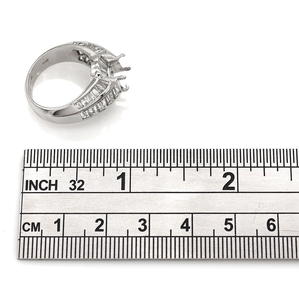 Christopher Designs Crisscut Baguette Diamond Ring Mounting in Platinum - Image 2
