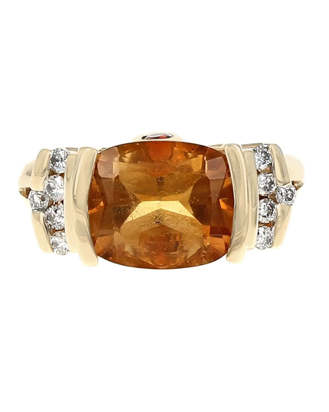 Citrine and Diamond Ring in Yellow Gold - Image 2