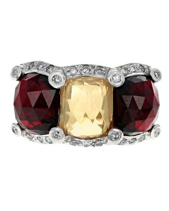 Citrine, Garnet and Diamond Fashion Ring - Image 2