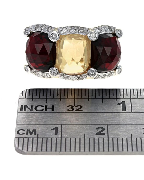 Citrine, Garnet and Diamond Fashion Ring - Image 3