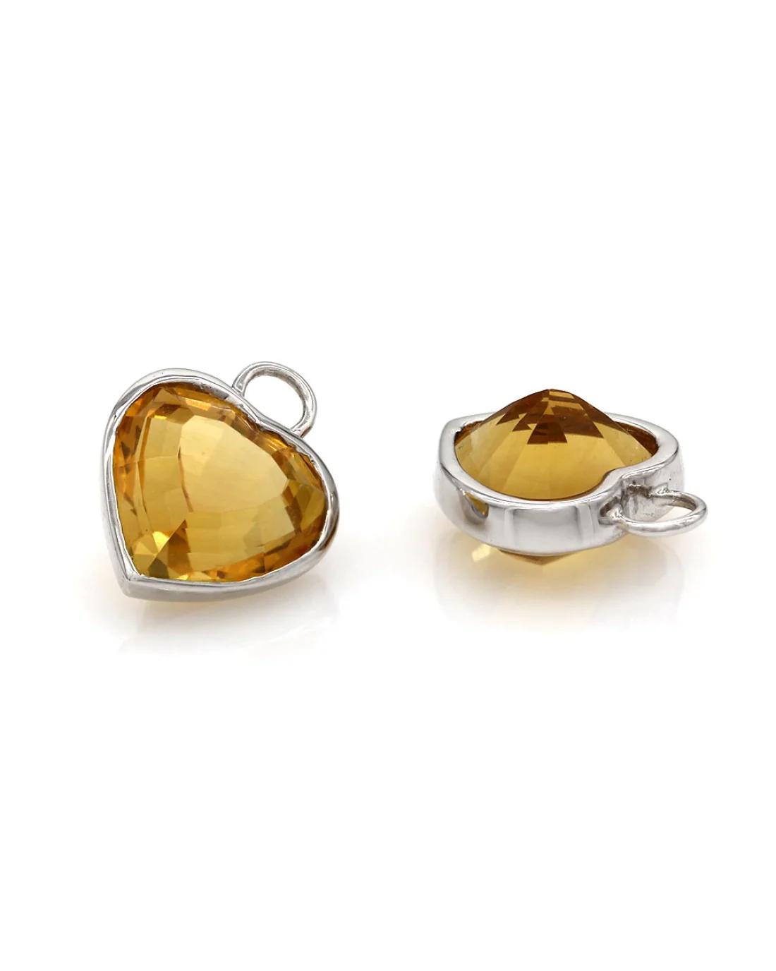 Citrine Heart Earring Charms in Gold - Image 2