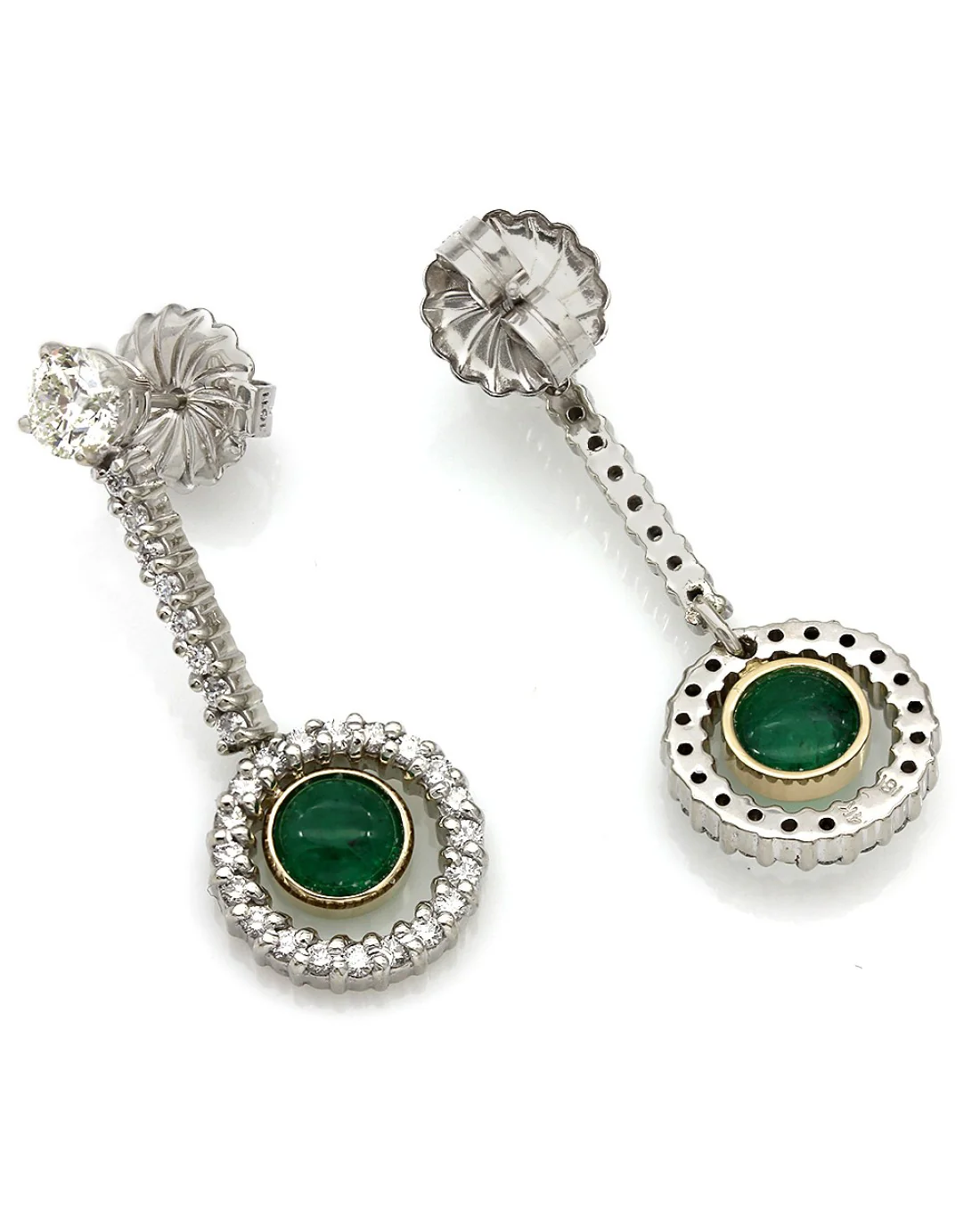 Columbian Emerald and Diamond Dangle Earrings - Image 2