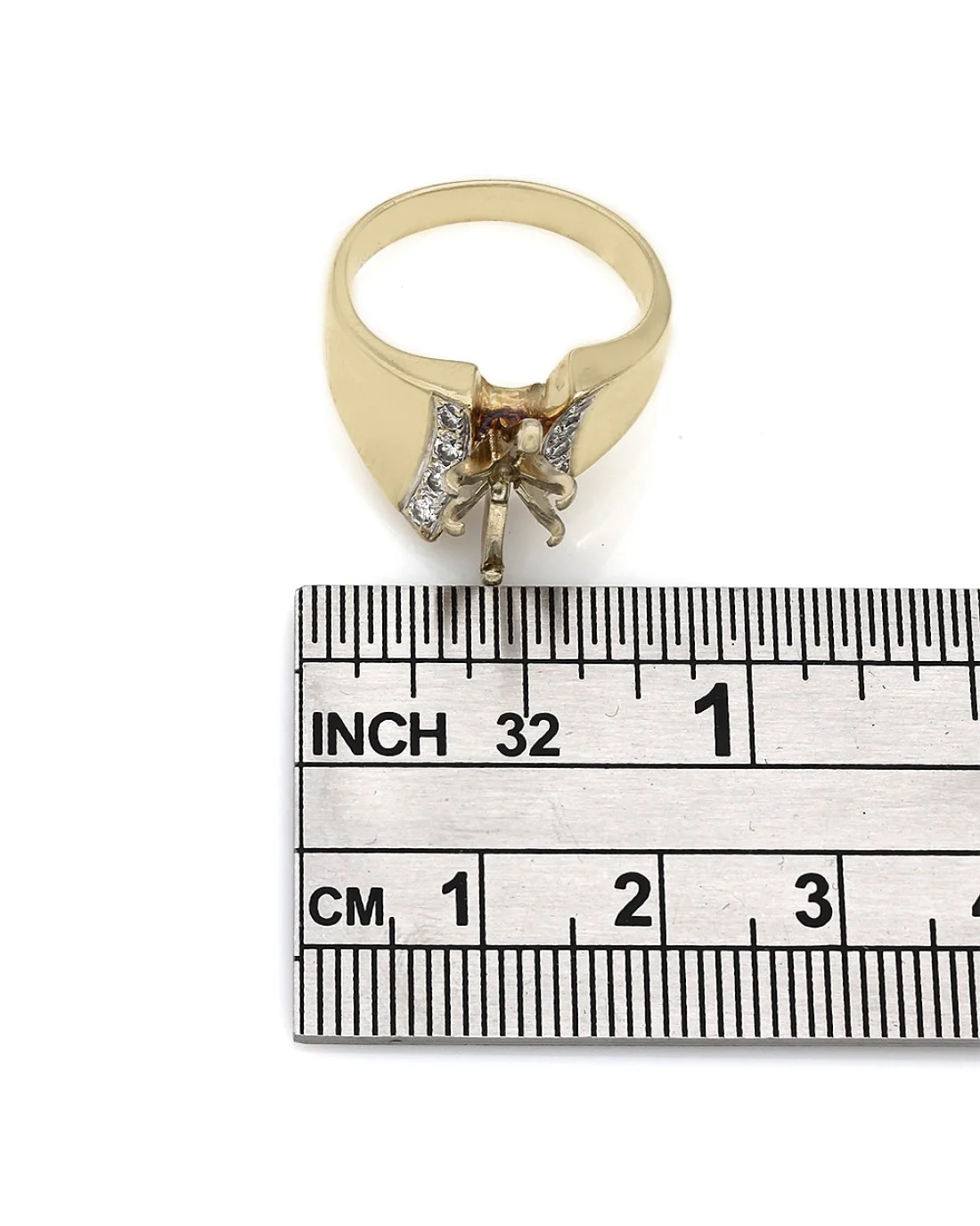 Concave and Tapered Mounting with Round Diamond Accents in 14k Yellow Gold - Image 3