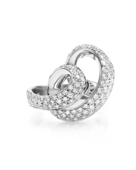 Contemporary 1.35ctw Diamond Ribbon Ring in 18K White Gold - Image 2