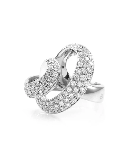 Contemporary 1.35ctw Diamond Ribbon Ring in 18K White Gold - Image 3