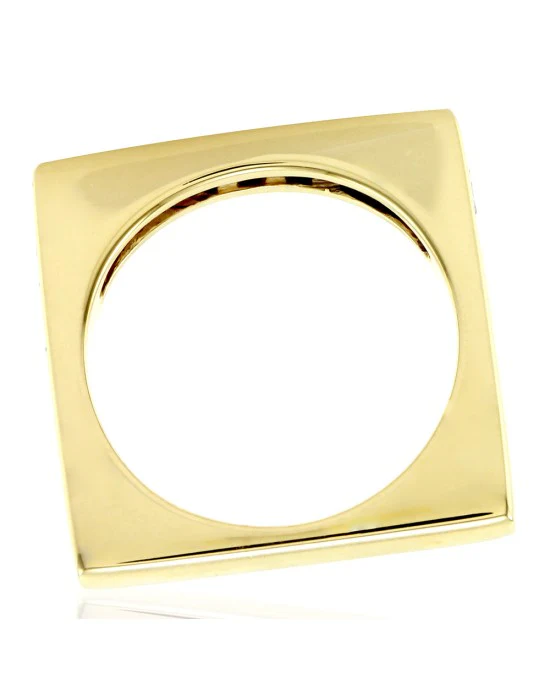 Contemporary Square Shank Ring with Diamonds in 14K Yellow Gold - Image 3