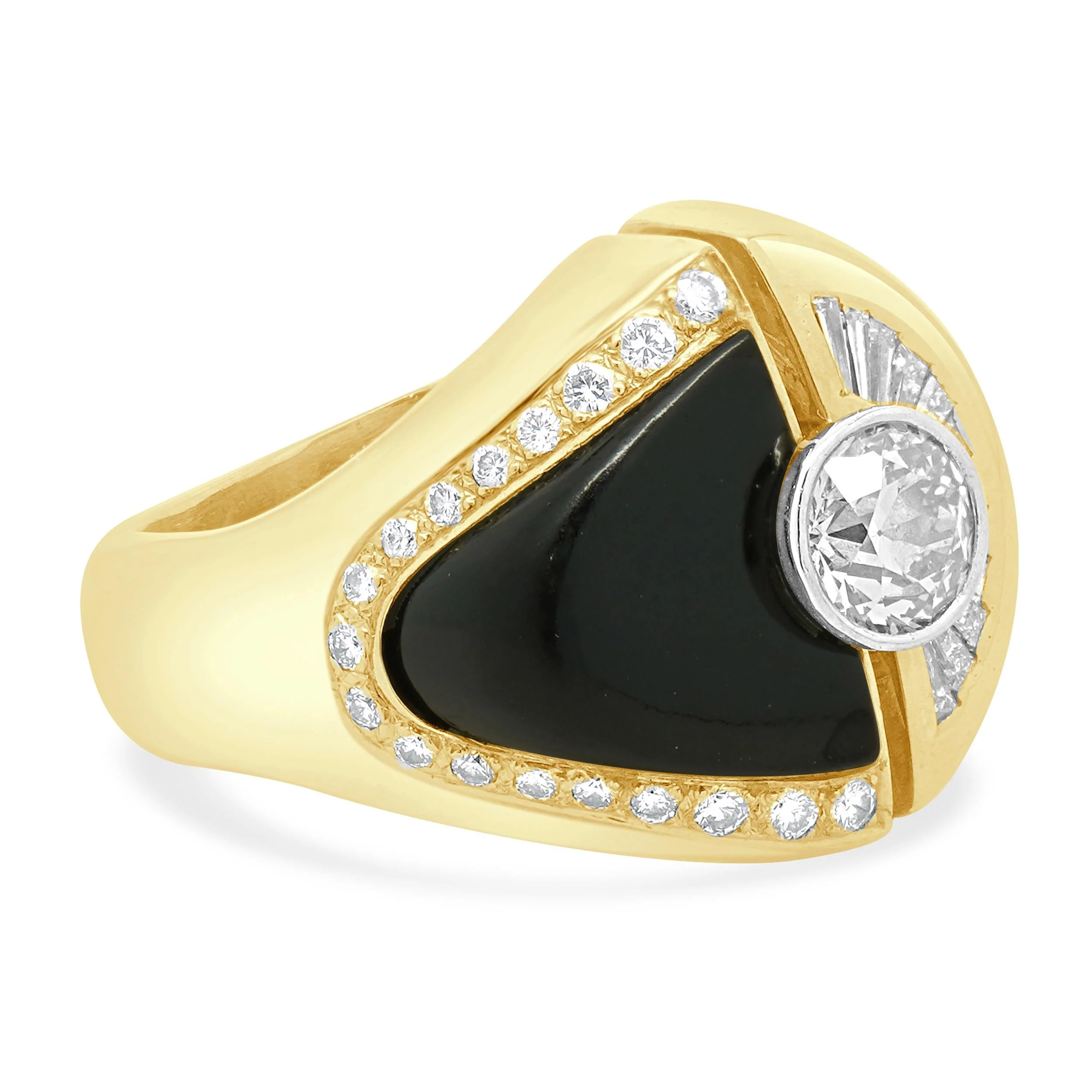 Cornelis Hollander 18K Yellow Gold Diamond and Onyx Men’s Ring - Image 2