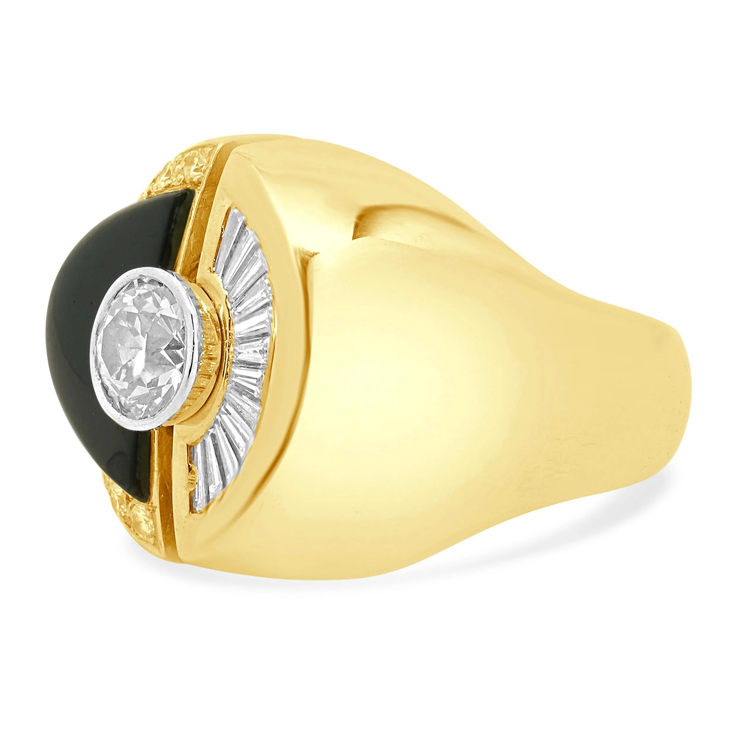 Cornelis Hollander 18K Yellow Gold Diamond and Onyx Men’s Ring - Image 4