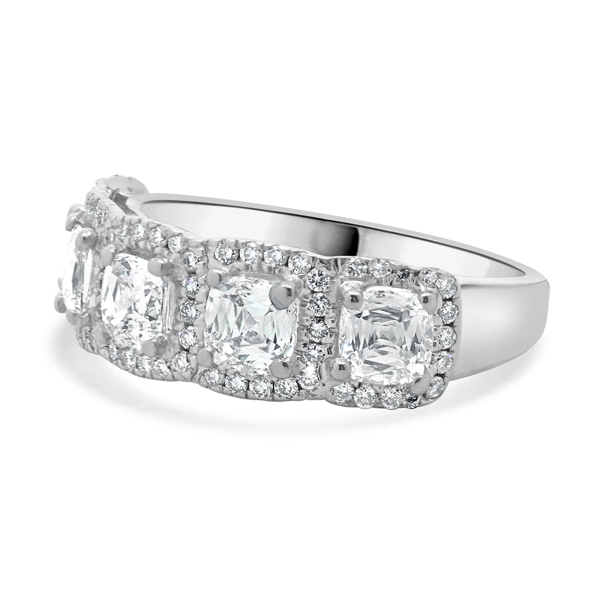 Crisscut 18 Karat White Gold Five Diamond Halo Band - Image 2
