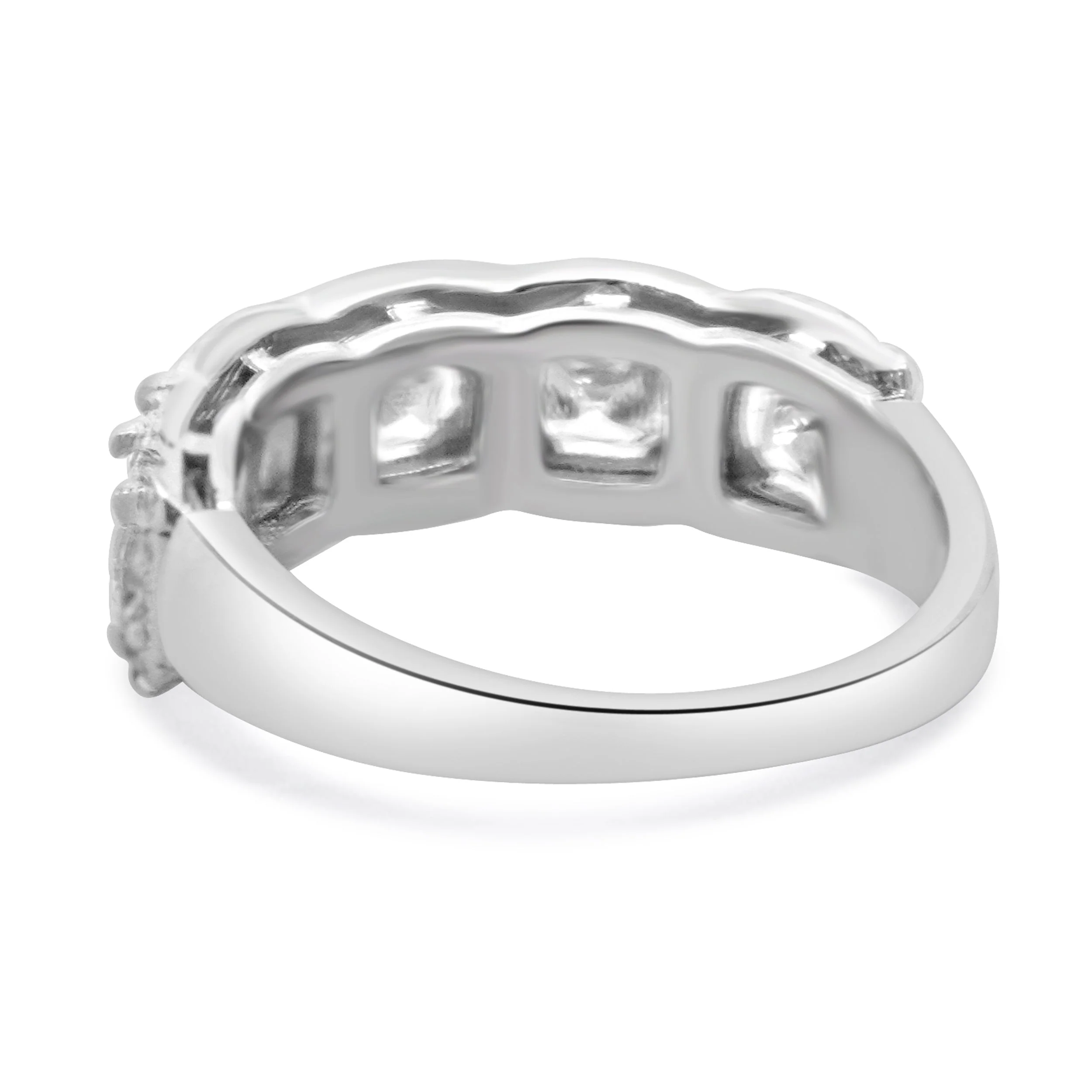 Crisscut 18 Karat White Gold Five Diamond Halo Band - Image 3