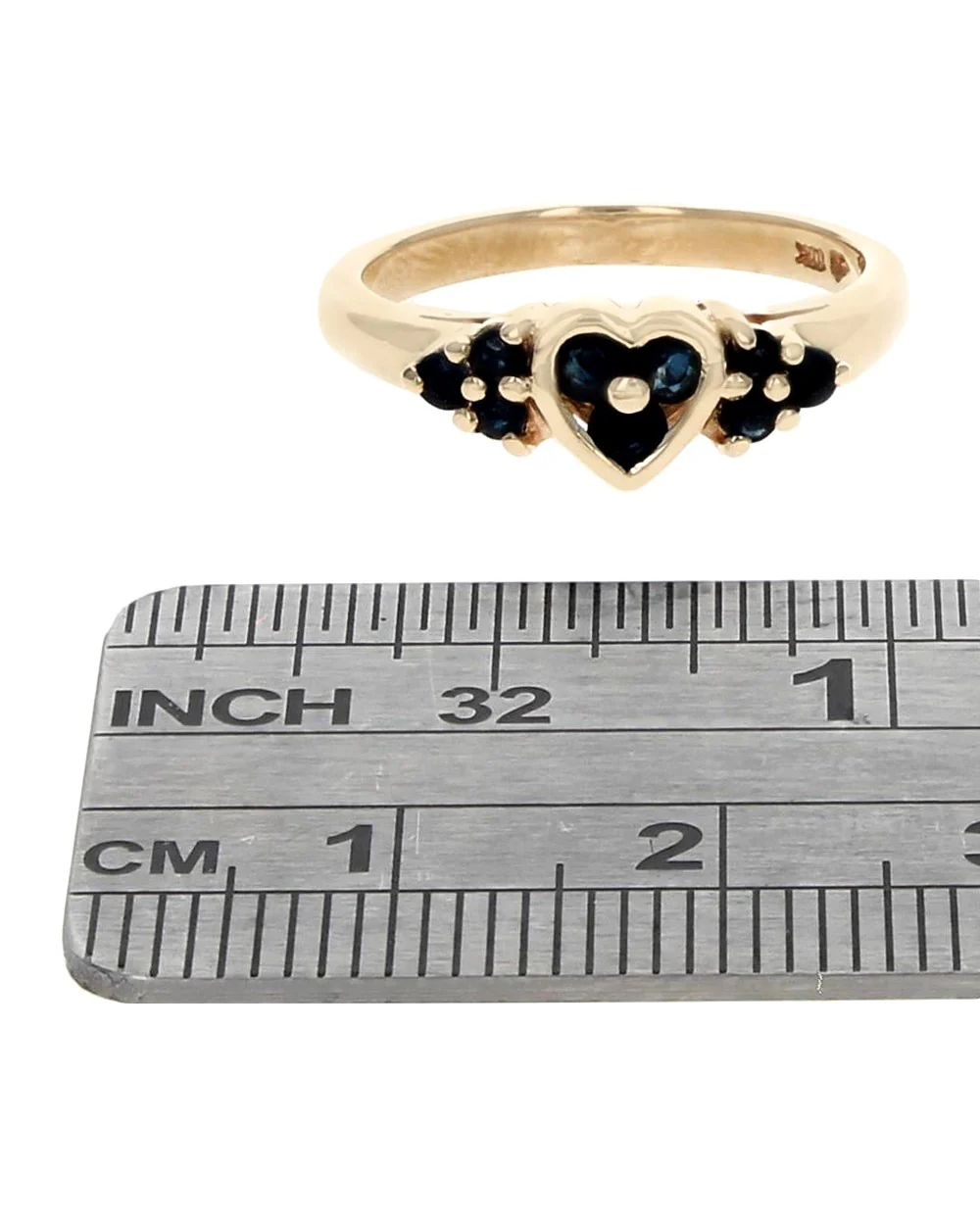 Dark Blue Sapphie Heart Shaped Ring in Yellow Gold - Image 3