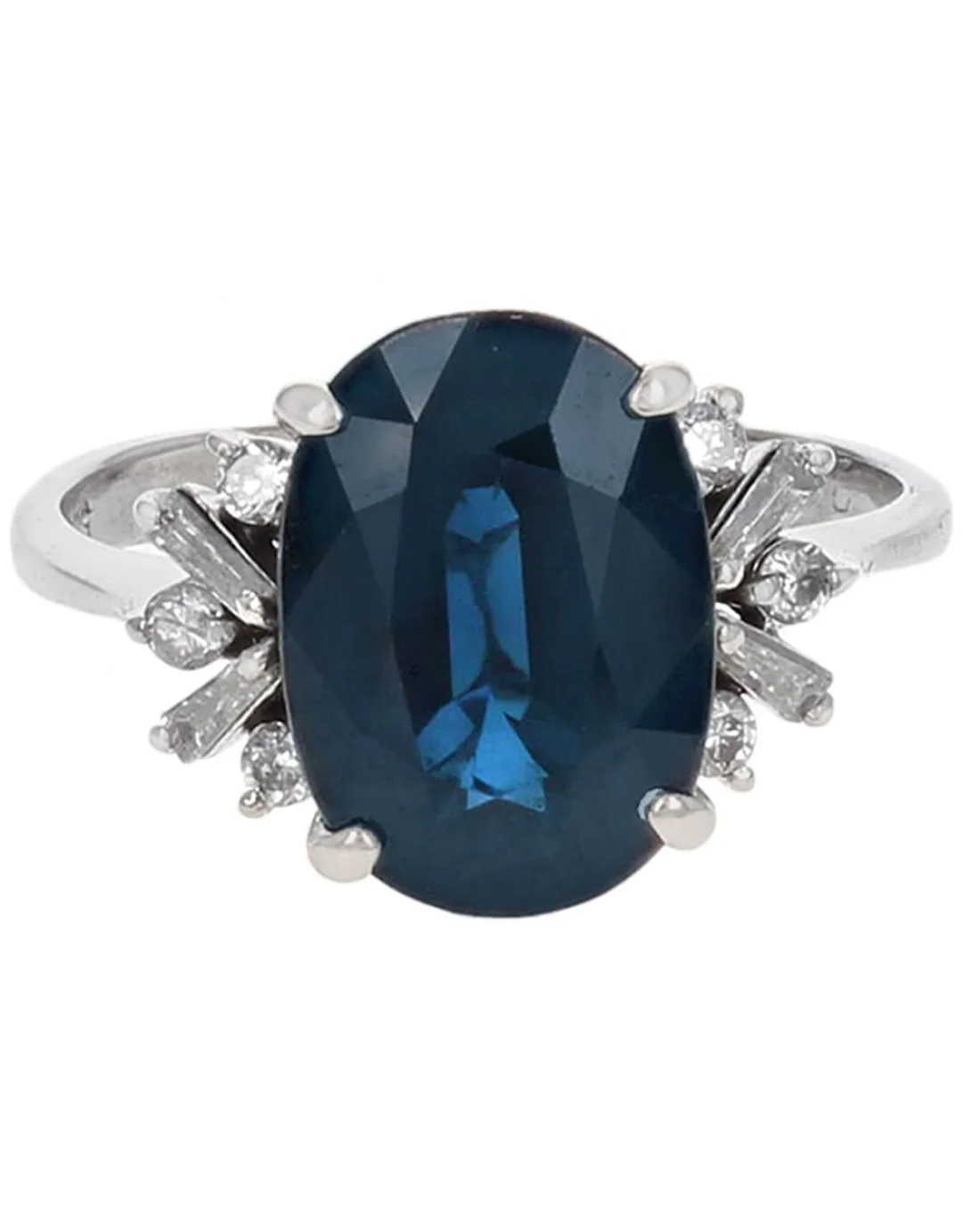 Dark Blue Sapphire and Diamond Accent Ring in Yellow Gold - Image 2