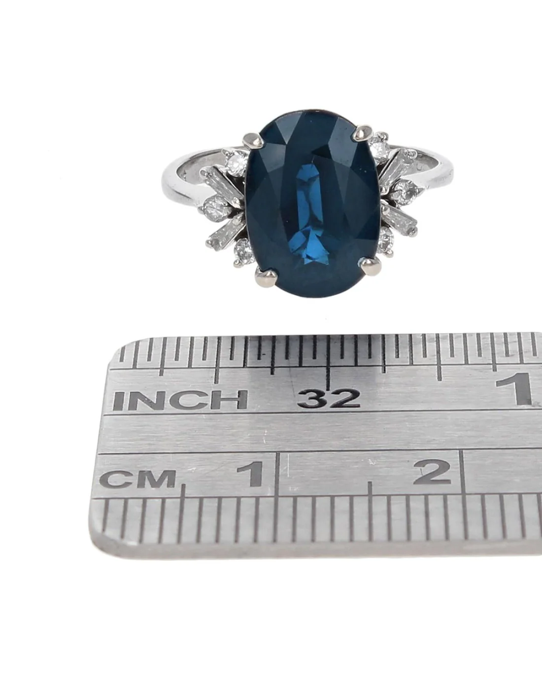 Dark Blue Sapphire and Diamond Accent Ring in Yellow Gold - Image 3