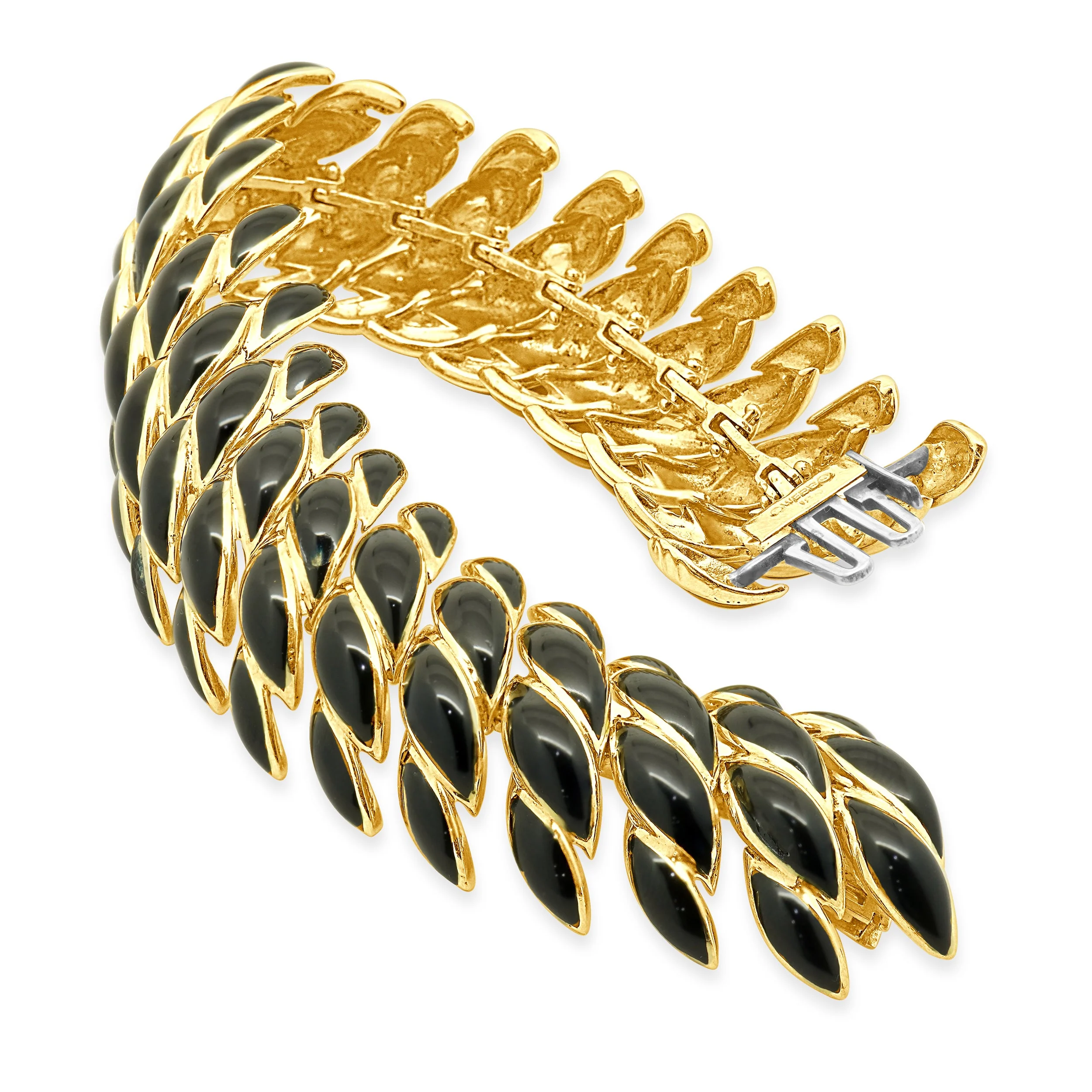 David Webb 18 Karat Yellow Gold Black Enamel Bracelet - Image 2