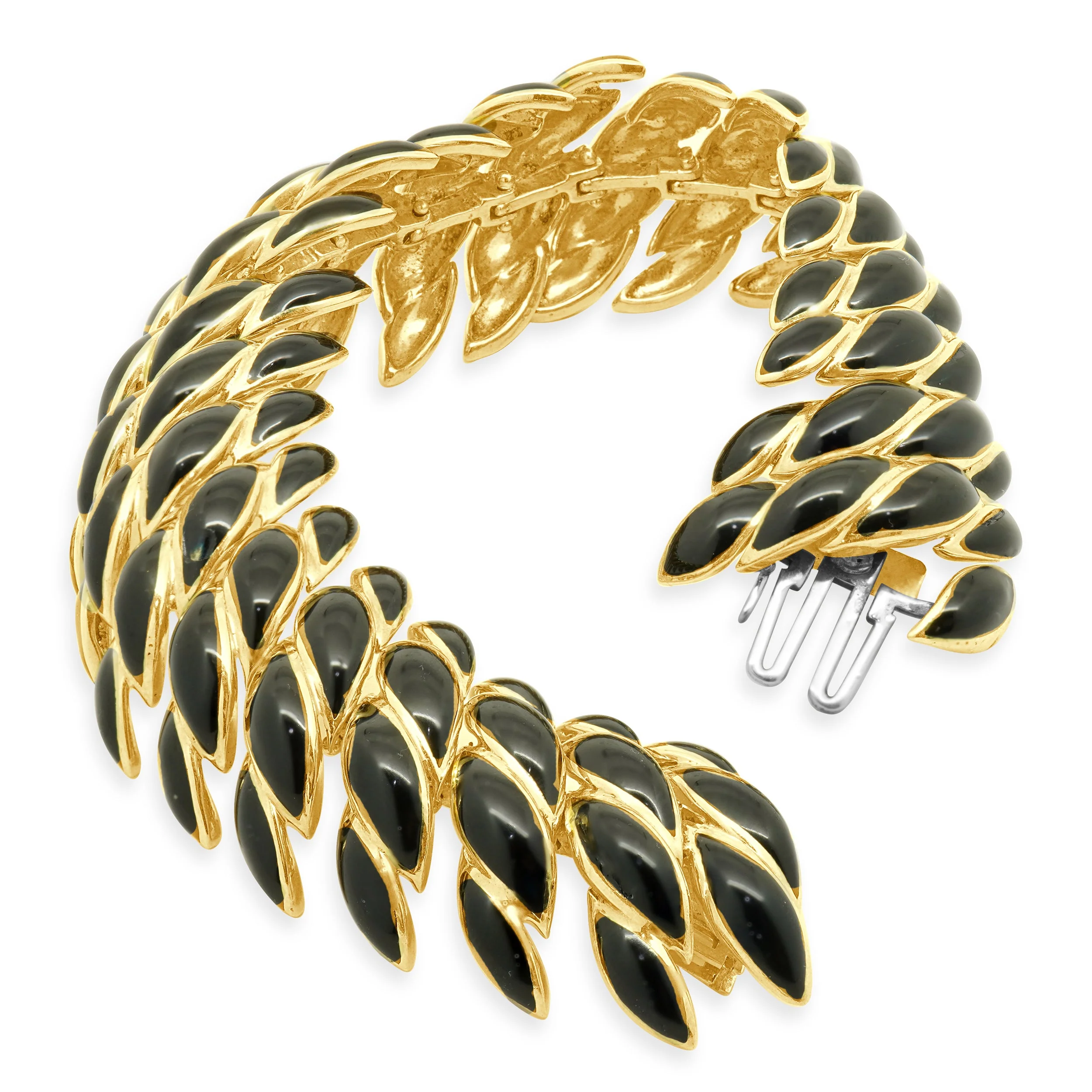 David Webb 18 Karat Yellow Gold Black Enamel Bracelet - Image 4