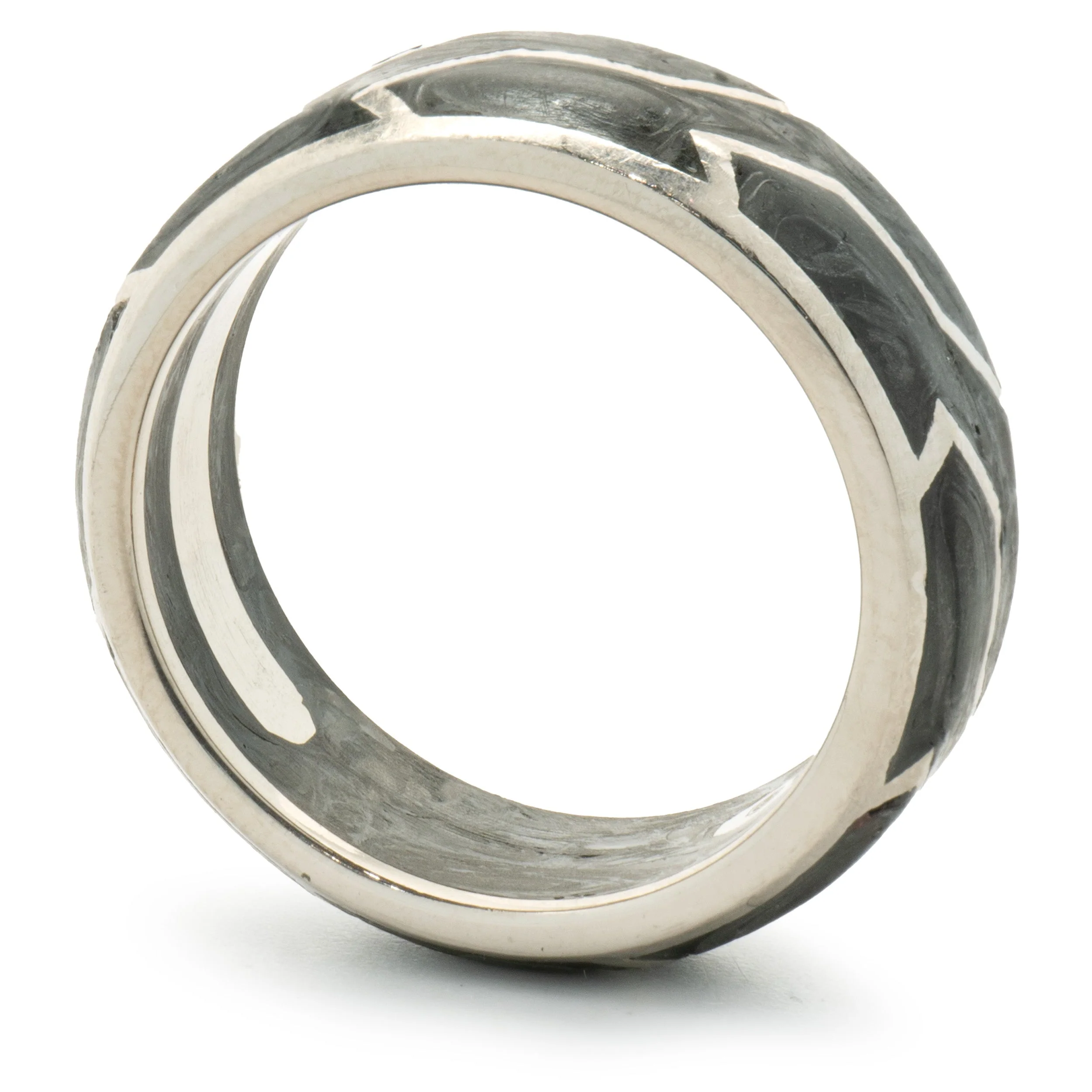 David Yurman 18 Karat White Gold Forged Carbon 8MM Band - Image 3